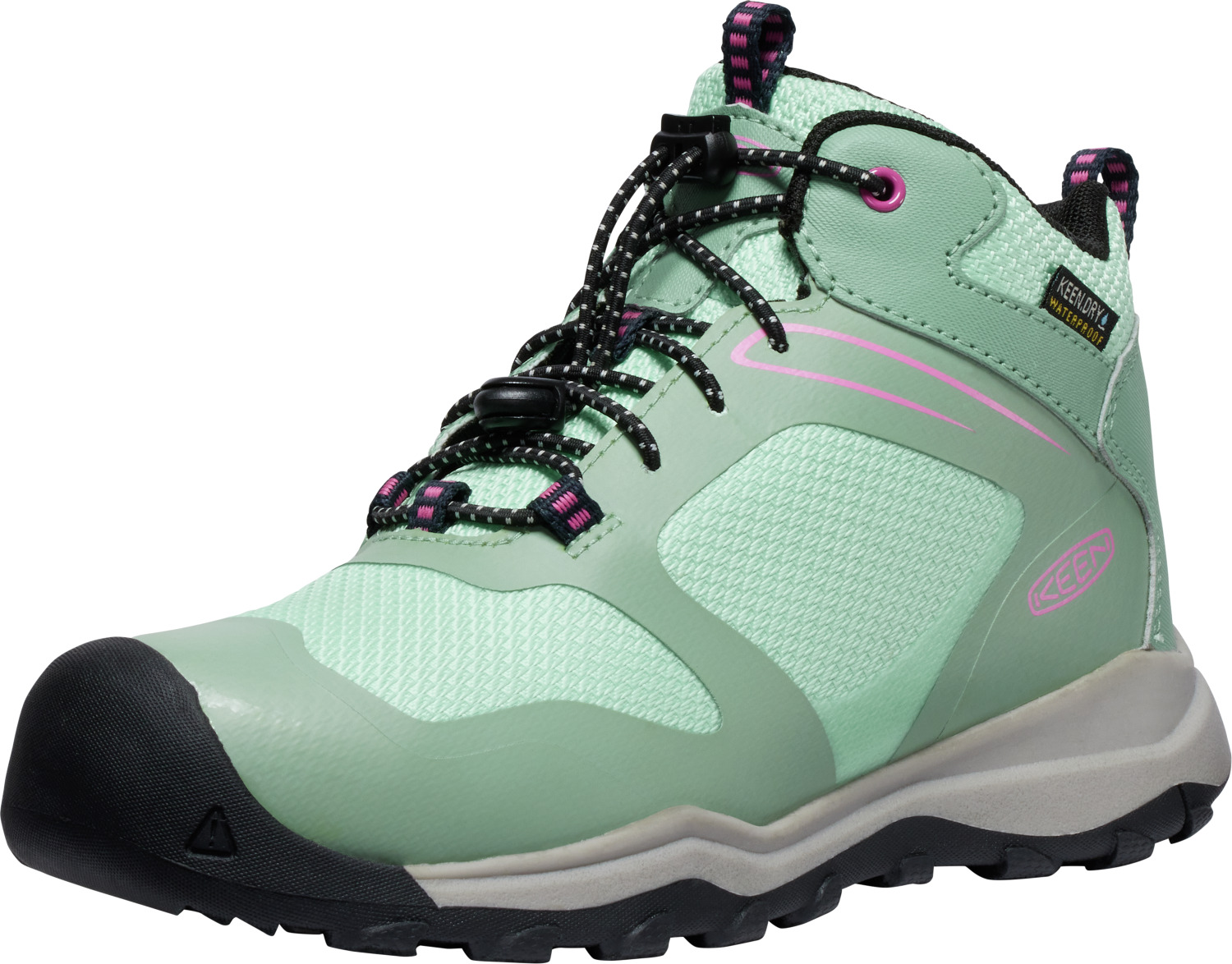 Keen Wanduro Mid WP Youth - granite green/ibis rose Barva: granite green/ibis rose, Velikost: 2 UK (35 EU / 22 cm)