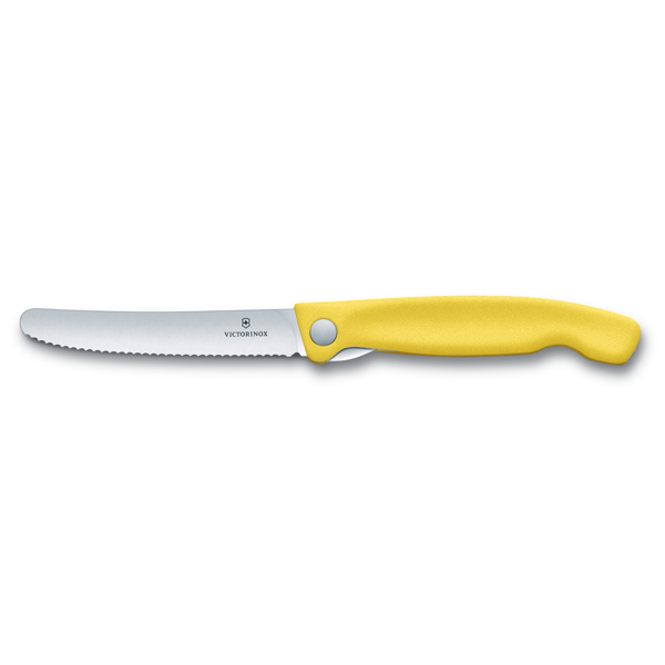 Victorinox Skládací svačinový nůž Swiss Classic, žlutý, vlnkované ostří