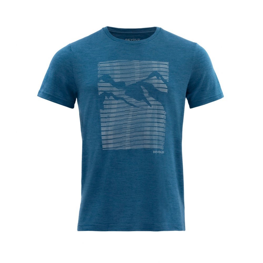 Devold pánské merino tričko Havtaka Man Barva: blue melange, Velikost: L
