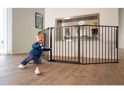 Brána ohrádka ochranná zábrana pro děti a zvířata 5 panelů 60 cm kov, černáí