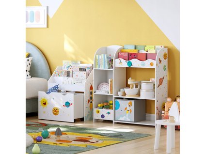 Regál na hračky skříňka pro děti 5 polic 2 boxy na ukládání přihrádky na knihy