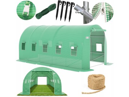 Zahradní fóliovník 5x3x2m 15m2,pevná konstrukce 21mm + semínka a provázek Zdarma!