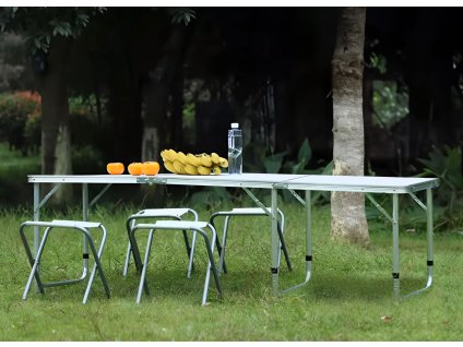 Turistický stolek, skládací kempingový stolek, 180 x 60 cm, bílý