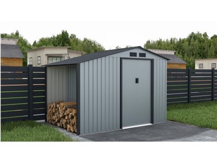 Zahradní domek s dřevníkem 2v1 MADISON 278x191cm Light Grey 11