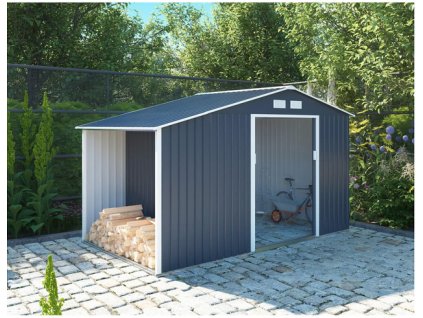 Zahradní domek s dřevníkem 2v1 MADISON 342x191cm Cold Grey 1