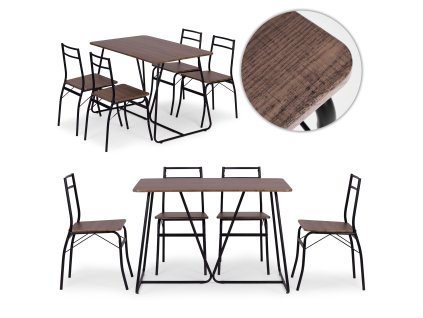 Sada nábytku do jídelny kuchyně stůl + 4 židle PARIS, hnědá