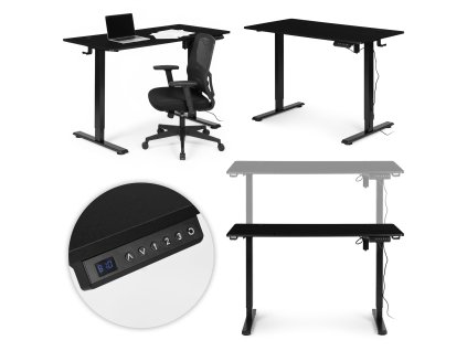 Elektricky výškově nastavitelný stůl 120 x 60 cm, 72–117 cm černá