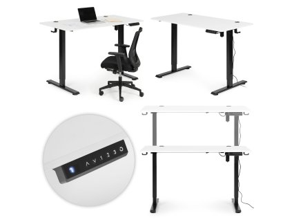 Elektricky výškově nastavitelný stůl 120 x 60 cm, 72–117 cm bílá/černá