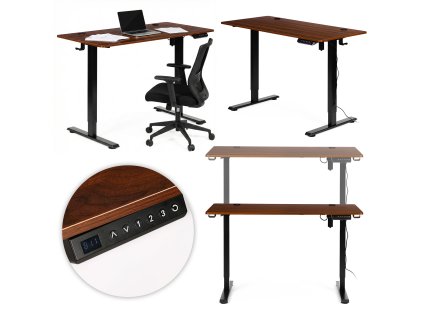 Elektricky výškově nastavitelný stůl 120 x 60 cm, 72–117 cm hnědá/černá