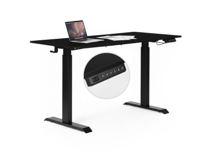 Elektrický stůl s nastavitelnou výškou 140 x 70 cm, nastavení výšky 76–121 cm černá
