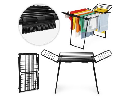 Sušák na prádlo, 25 m2, 4 křídla, skládací, černý