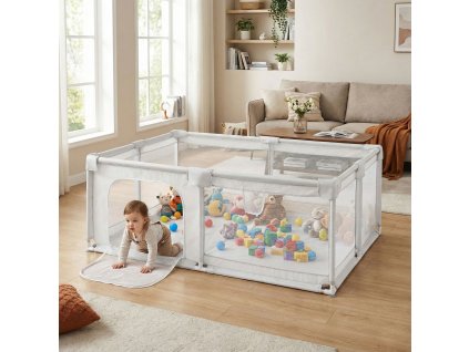 Dětská ohrádka 160x200 cm suchý bazén, hřiště + taška, šedá