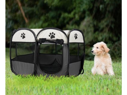 Ohrádka pro psa/kočku 74 x 74 x 43 cm – šedá