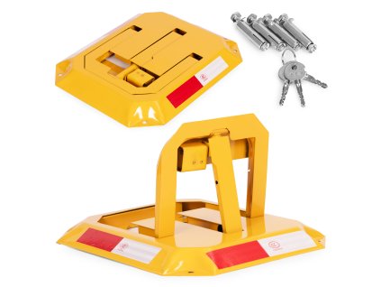 Skládací parkovací zábrana 30 cm s klíčem a reflexními pruhy