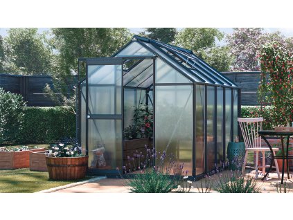 Zahradní skleník z polykarbonátu Slide In NEW 183x303 cm, černý 9
