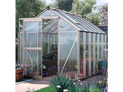 Zahradní skleník z polykarbonátu Slide In 183 x 361 cm, šedá 10
