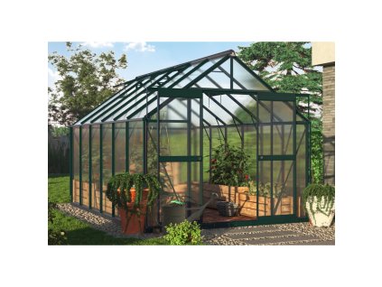 Zahradní skleník z polykarbonátu Slide In NEW 244x370cm tmavě zelená 8