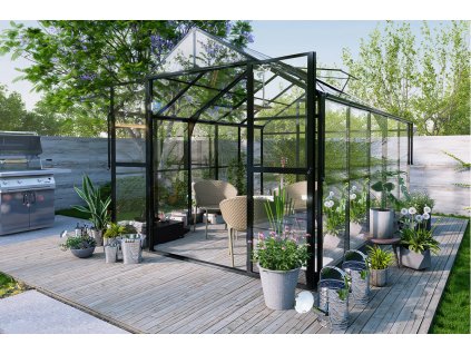 Zahradní polykarbonátový skleník PREMIUM Solid PC 347x278cm Black 8