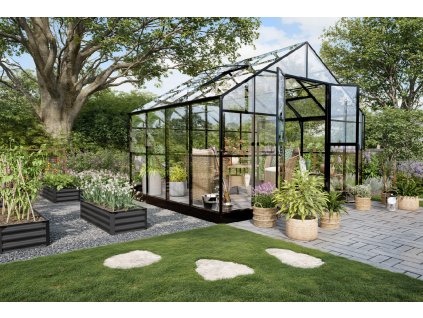 Zahradní polykarbonátový skleník PREMIUM Solid PC 278x354cm Black 4