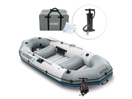 Nafukovací člun Mariner 3 pro 3 osoby, pádla, pumpa, držáky na rybářské pruty a držák na motor INTEX 68373