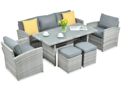 Sada z technoratanu BORNEO Stone Grey 10