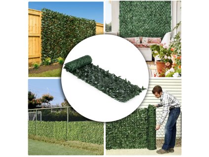 Umělý živý plot z břečťanu 3x 300x50 cm 3 ROLE, zelený