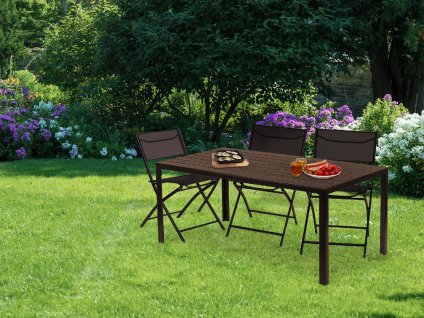 Zahradní stůl pro 6 osob na terasu 156x78 cm polywood, hnědý