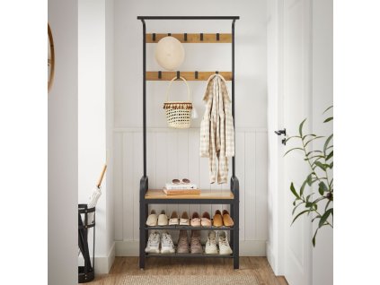 Věšák stojan na oděvy, botník dřevěný LOFT
