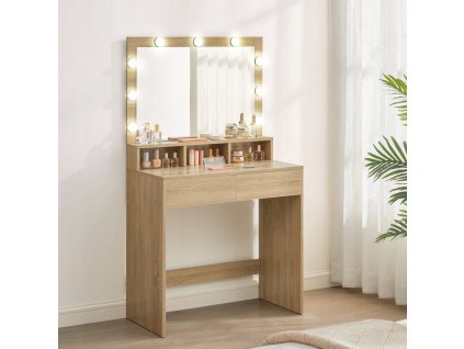 Velká toaletní skříňka z masivního dubu s LED osvětlením a zásuvkami