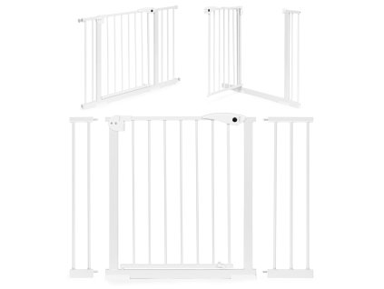 Bezpečnostní zábrana 74-105 cm na schody a dveře, ocel, přídavné panely, bílá