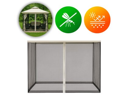 Moskytiéra do zahradního altánu 3x3 m síť s rychlozipy