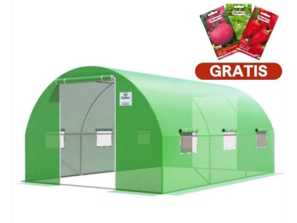 Zahradní fóliovník 4,5x3x2m 13,5m2 2x dveře Zelená 5
