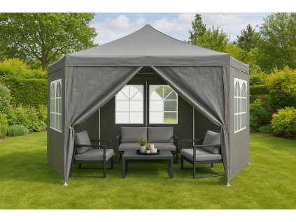 Zahradní stan 2x2x2 m s okny, šedý