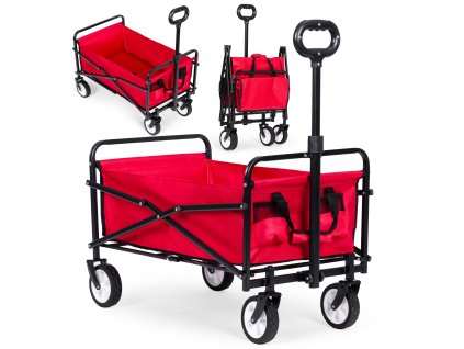Skládací zahradní - plážový vozík, transportní 48x90 cm červený