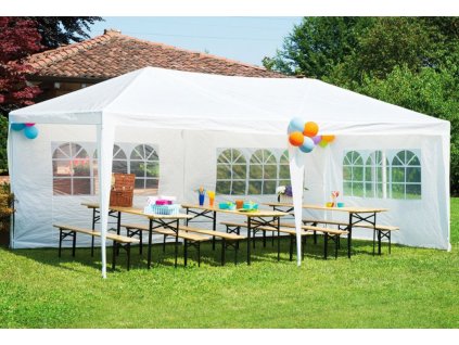 Komerční zahradní stan 3x6m, 6 stěn, bílý
