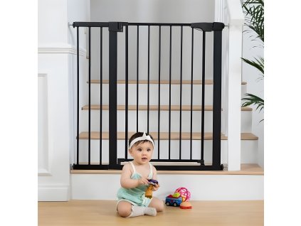 Bezpečnostní zábrana 74-105 cm na schody a dveře, ocel, přídavné panely, černá
