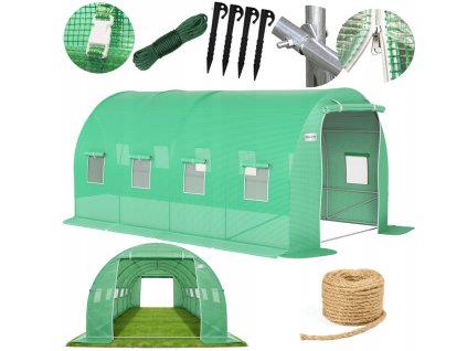 Zahradní fóliovník 4,5x3x2m 13,5 m² 2 vchody UV 4 + semínka a provázek Zdarma!