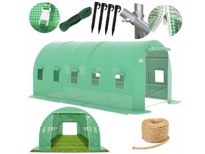 Zahradní fóliovník 5x3x2m 15 m² 2 vchody UV 4 + semínka a provázek Zdarma!