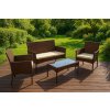 Sada zahradního nábytku z technorattanu lavice stůl židle hnědá