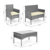 Sada zahradního nábytku z technorattanu, lavice, stůl, židle, šedá