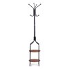 Stojací věšák s policemi, 8 háčků, 180 cm, černý kov
