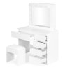 Kosmetický stolek se zrcadlem a osvětlením, 5 zásuvek, taburet