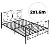 Kovová postel 160x200 cm s rámem, černý rám, krystaly