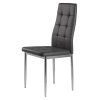Sada 4 židlí do obývacího pokoje a jídelny, jednoduché prošívané židle s chromovanými nohami, šedá eko kůže