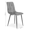 Sada 4 židlí, prošívané velurové židle do jídelny a obývacího pokoje, šedé