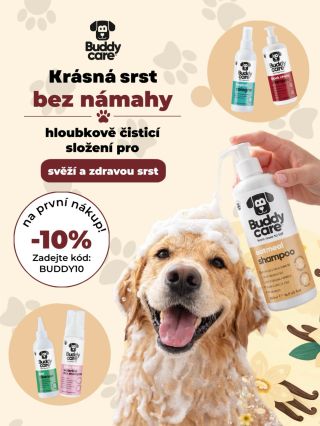 🎁 -10 % na první nákup s kódem BUDDY10 Krásná srst bez námahy ✨ Jemná, ale účinná péče, která hloubkově čistí srst i...