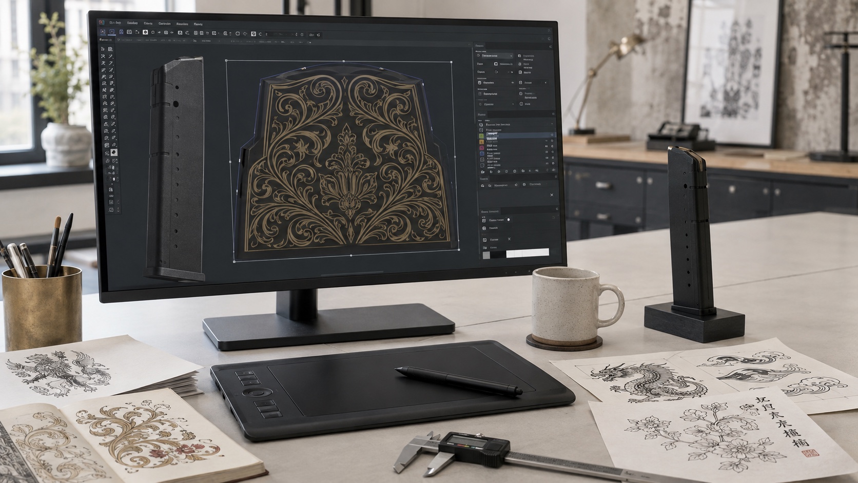 Digitální příprava ornamentu pro laserové zdobení zásobníku