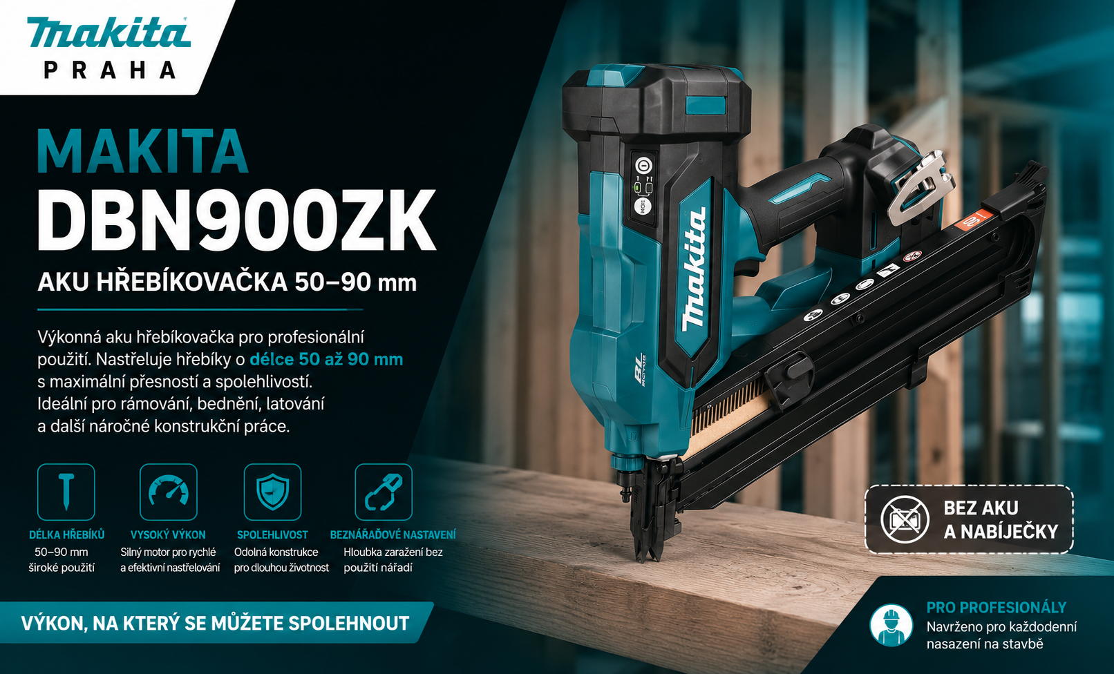 Makita DBN900ZK Aku hřebíkovačka