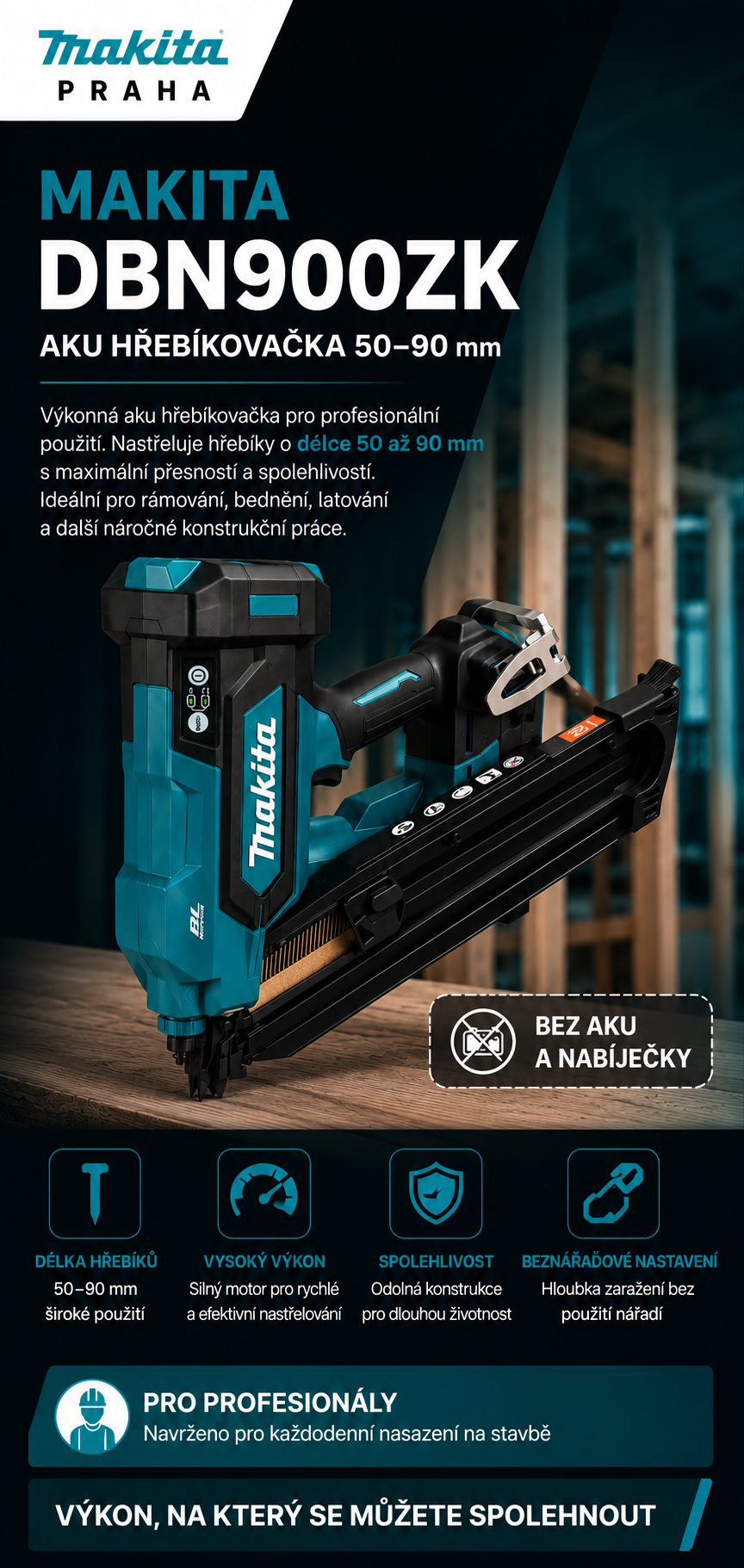 Makita DBN900ZK Aku hřebíkovačka_mobil