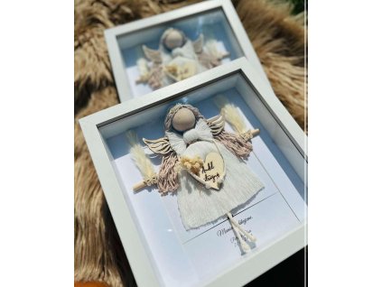 macrame anděl v rámu